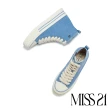 【MISS 21】復古老靈魂帆布綁帶高筒厚底休閒鞋(藍)