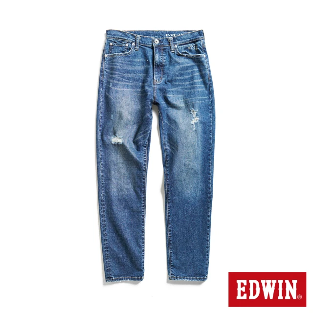 【EDWIN】男裝 怪物彈系列 怪物彈彈力刷破錐形褲(酵洗藍)