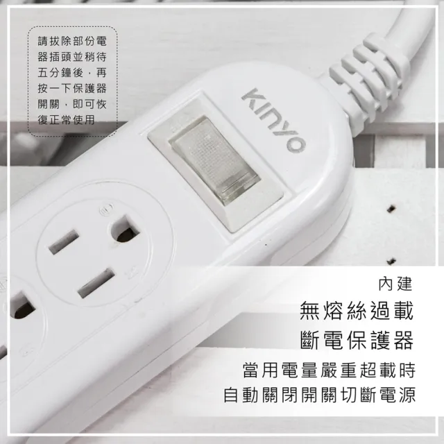 【KINYO】6呎1.8M延長線3P1開3插3USB快充3.5A/CGU313-6/3入組(台灣製造•新安規)