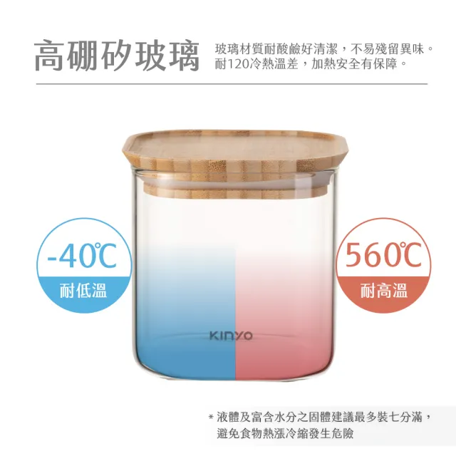 【KINYO】竹蓋耐熱玻璃儲物罐 1000ml(KSC-2100)