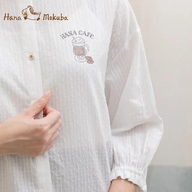 【Hana Mokuba】花木馬日系女裝立體點點七分袖抽繩襯衫(襯衫)