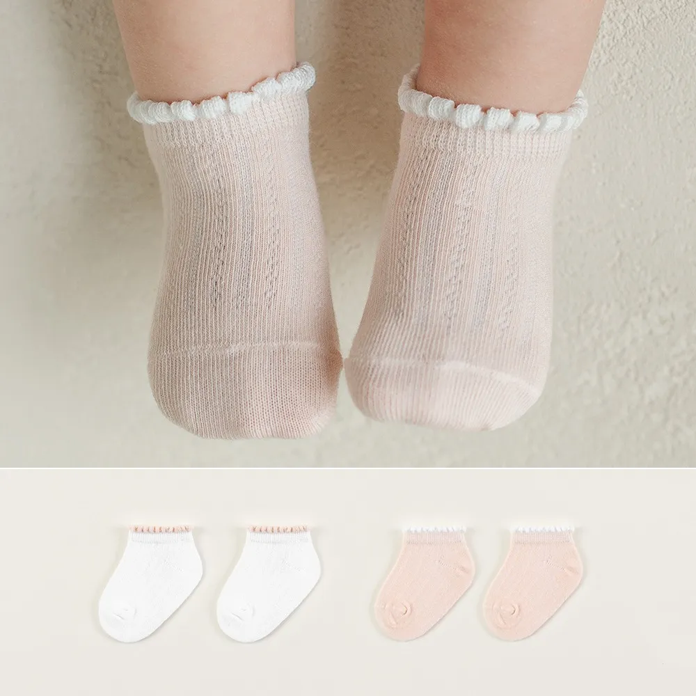 【Happy Prince】Rona優雅花邊輕薄透氣嬰兒童船型襪2雙組(寶寶襪子腳踝襪短襪)