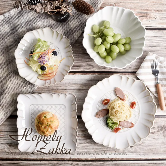 【Homely Zakka】日式創意浮雕亮光面仿窯變釉陶瓷餐盤碗餐具_小圓深盤(湯盤 餐具 餐盤 盤子 器皿 碗盤)