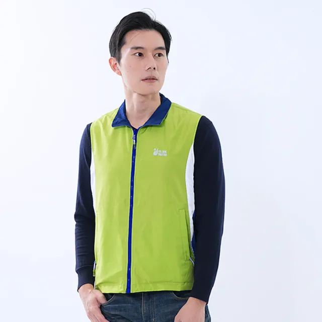 【遊遍天下】中性款抗UV防風防潑水雙面穿背心 芥末綠(S-XL)