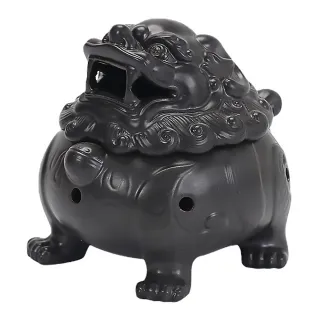 【好運到】貔貅造型陶瓷盤香爐(開運 招財擺飾 鎮宅 香插 香座 小香爐 熏香爐 檀香爐 沉香爐 紫砂)