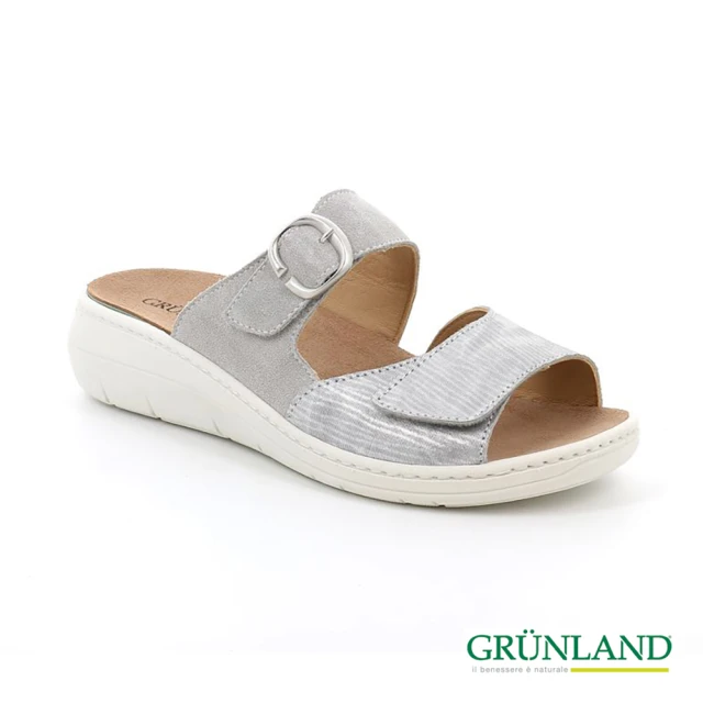 GRUNLAND 義大利捲捲羊毛輕柔保暖室內外拖鞋 沛納白(