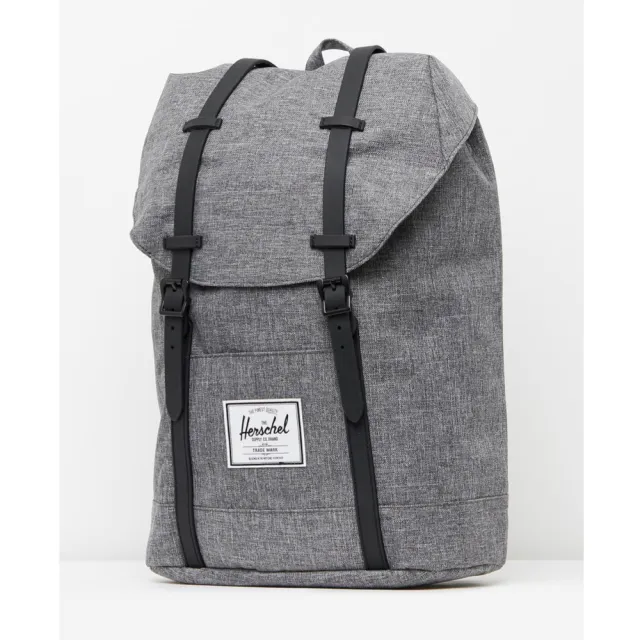 【Herschel】Retreat 大型 灰黑 橡膠帶 磁扣 耳機孔 厚筆電層 帆布 防潑水 背包 男包 女包