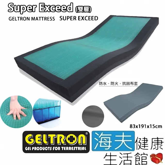 【海夫健康生活館】Geltron Super Exceed 雙層 固態凝膠照護床墊 抗菌床套(KLW-83H150)