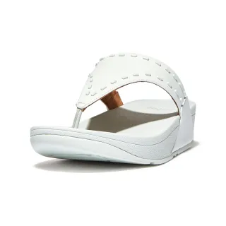 【FitFlop】LULU RUBBER-STUD LEATHER TOE-POST SANDALS縫線造型皮革夾脚涼鞋-女(海沫藍色)
