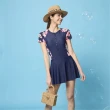 【ibella 艾貝拉】台灣製造現貨女萊卡短袖連身裙泳衣花朵印花泳裝附帽36-66-23120-23(L~XL)