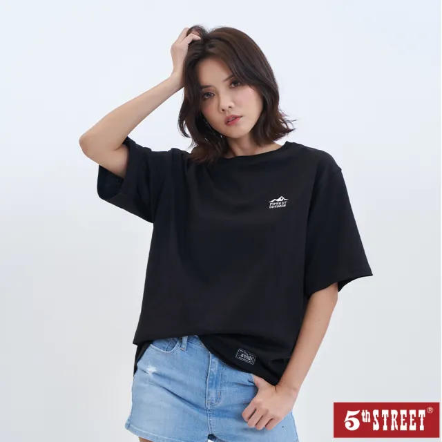 【5th STREET】雙11 中性 短t 短袖 上衣 t恤 TEE 黑色(570951)