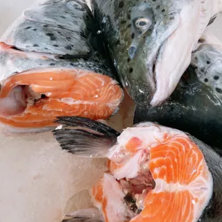 【一手鮮貨】挪威鮭魚頭(1顆組/單顆殺前1kg±10%/剖半真空包裝)