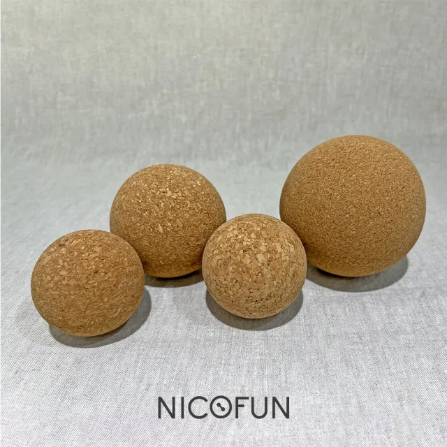 【NicoFun 愛定做】瑜珈球 天然軟木 yoga按摩球 筋膜球 口袋軟球 遊戲球 握力球(直徑3cm-軟木實木款)