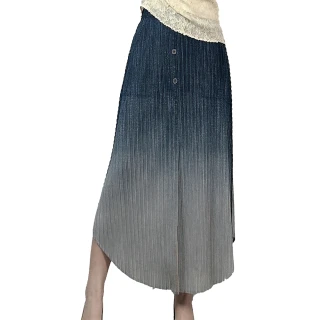 【羽生摺衣】i摺衣-日系 微性感 簡約風 漸層印牛仔裙(共二色)