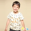 【Azio Kids 美國派】男童 上衣 滿版動物剪影字母印花短袖上衣T恤(米黃)