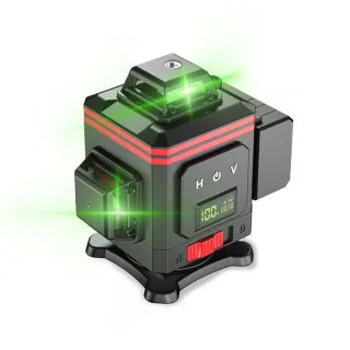 【Cang小達】水平儀 雷射水平儀（16線綠光兩電）黑紅款(APP操控/LED電量顯示/觸控式/紅外線/自動打斜線)