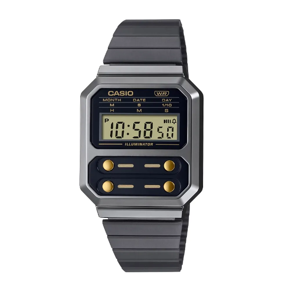 【CASIO 卡西歐】經典復古歷久不衰方型電子運動手錶(A100WEGG-1A2)