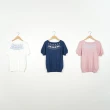 【CUMAR】甜美花卉圖案蓬袖短袖針織衫(藍 白 粉/魅力商品)