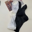 【OT SHOP】短節條紋透膚玻璃絲襪M1235(襪子 水晶襪 黑白色系)