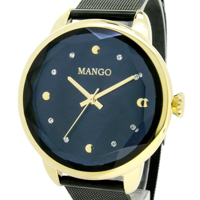 【MANGO】閃耀都會不鏽鋼米蘭帶腕錶-MA6710L-88K(黑色x金色/38mm)