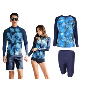 【泳衣果】男泳裝秘藍外套五分褲M-2L二件式也有情侶(外套+五分褲)