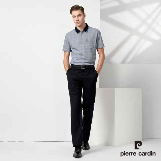 【pierre cardin 皮爾卡登】商務休閒 男款 印格短袖POLO衫-丈青色(5237260-38)