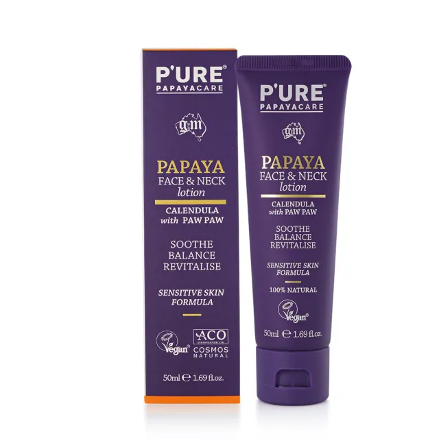 【澳洲 Pure Papayacare】木瓜臉頸乳液含金盞花玻尿酸(4入組 50ml/瓶 專業級)