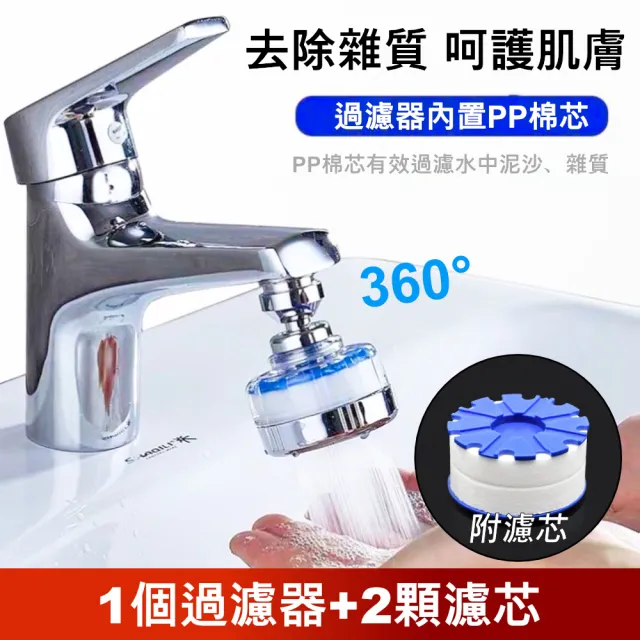 【Dagebeno荷生活】韓式洗臉台水龍頭濾水器過濾器超值組(1個過濾器+2顆濾芯)