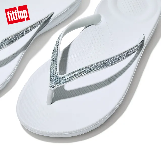 【FitFlop】IQUSHION OMBRE SPARKLE FLIP-FLOPS輕量人體工學夾腳涼鞋-女(海沫藍色)