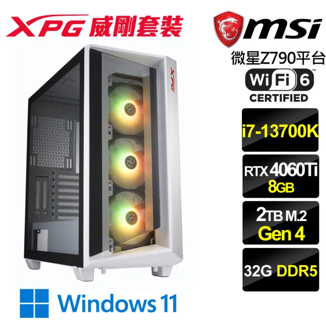 微星平台】i7十六核GeForce RTX 4060Ti Win11{智能騎士W}電競機(i7