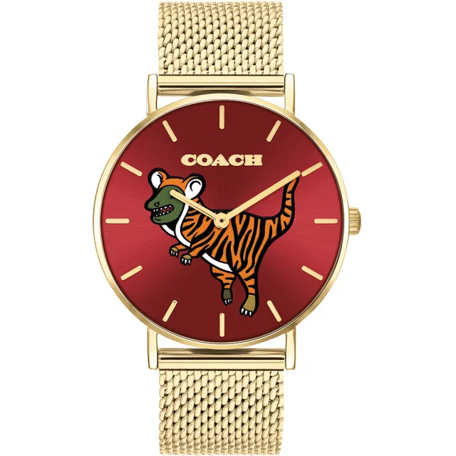 【COACH】官方授權經銷商 虎年紀念款 REXY恐龍米蘭帶石英錶-36mm 雙11 送禮(14503872)