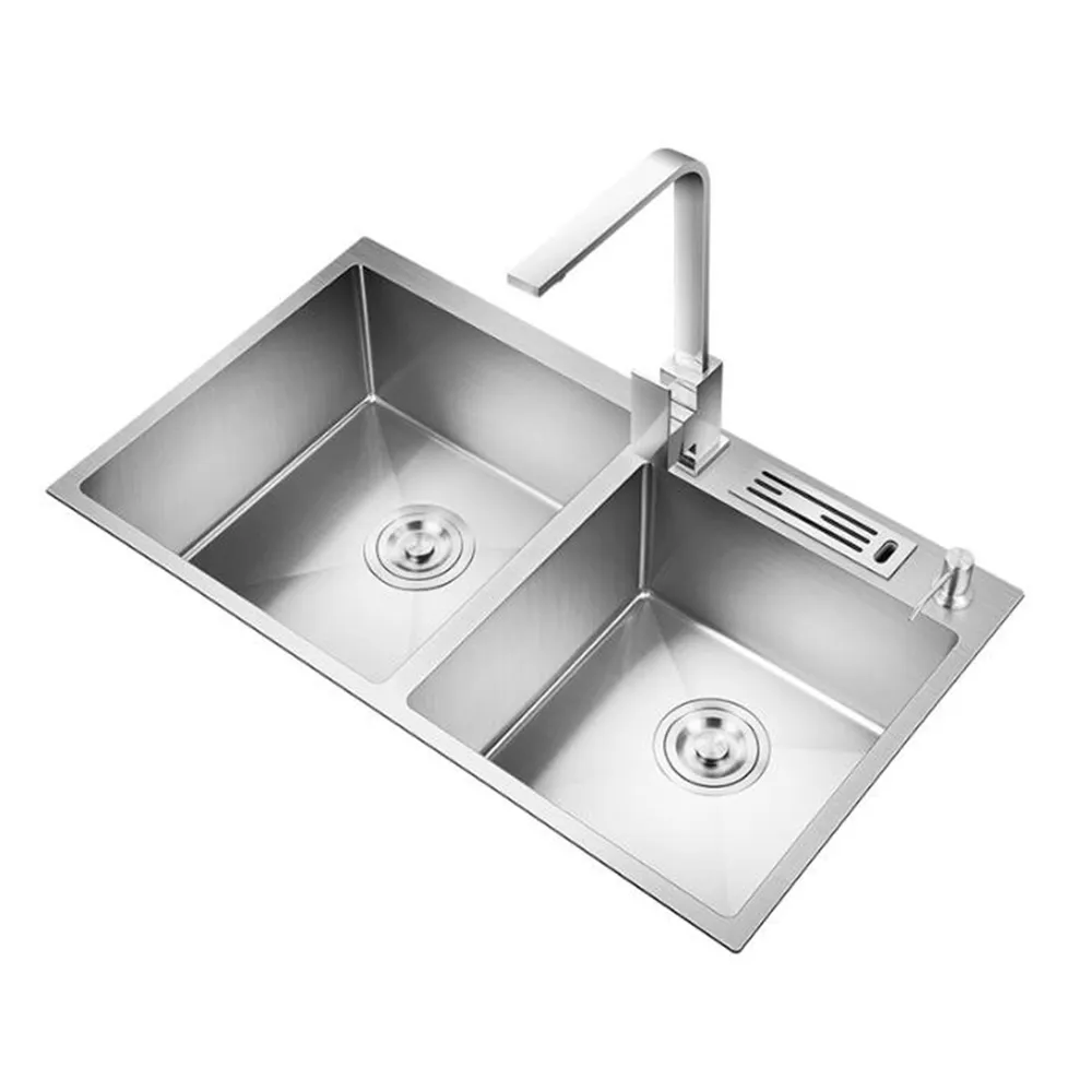 SongSH】81X43CM 304不鏽鋼水槽帶刀架洗碗槽洗手池洗菜盆(洗碗槽/廚房 