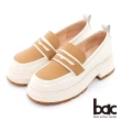 【bac】配色異材質開邊珠牛皮樂福鞋(白色)
