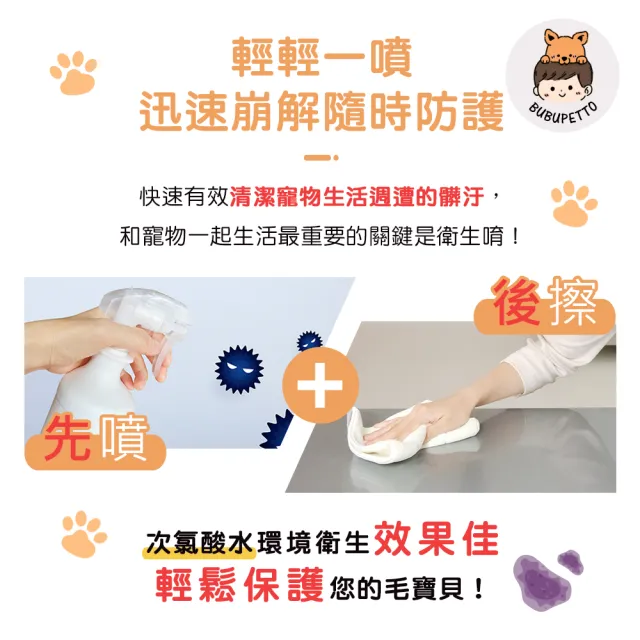 【BUBUPETTO】毛孩衣物用免稀釋次氯酸水2000mlx1瓶(毛小孩 寵物 衣物)