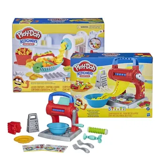 【Hasbro 孩之寶】培樂多黏土 製麵料理機新版+炸物拼盤組(HE7776+HF1320)