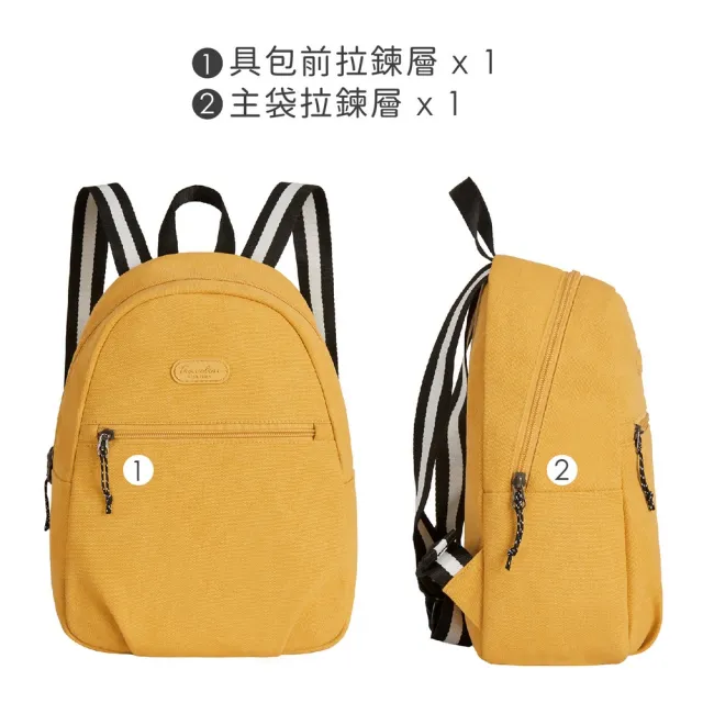 【Travelon】美國 Coastal帆布雙層後背包 芥末黃S / 雙肩包 學生包 旅行包 RFID