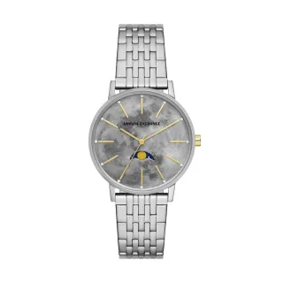 【A|X Armani Exchange 官方直營】Lola 煙霧月球漫步月相女錶 銀色不鏽鋼鍊帶 手錶 36MM AX5585