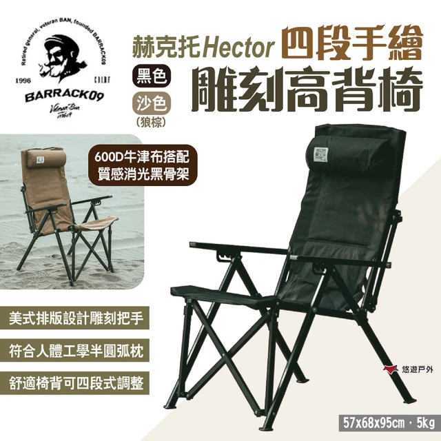 【Barrack 09】赫克托Hector四段手繪雕刻高背椅(悠遊戶外)
