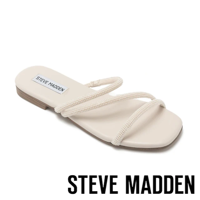 steve madden TRANSMIT-P 鑽面細帶涼拖鞋(米杏色)