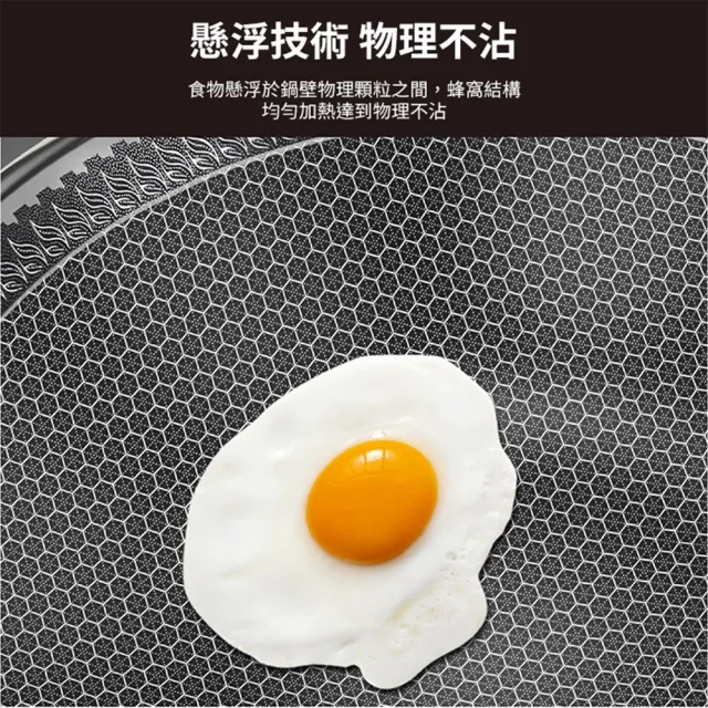 【KNF 康尼菲】加大加高316雙面蜂巢不沾炒鍋38cm（附鍋蓋）