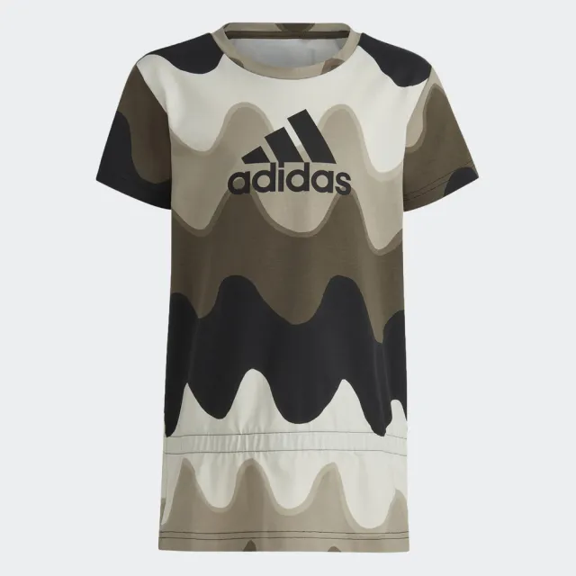 【adidas 愛迪達】MARIMEKKO 運動套裝 短袖/緊身褲 童裝 IC3666