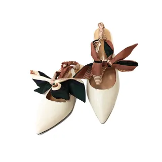 【DeSire】文藝風格可拆式蝴蝶結貓跟穆勒鞋-米白(0137307-91)