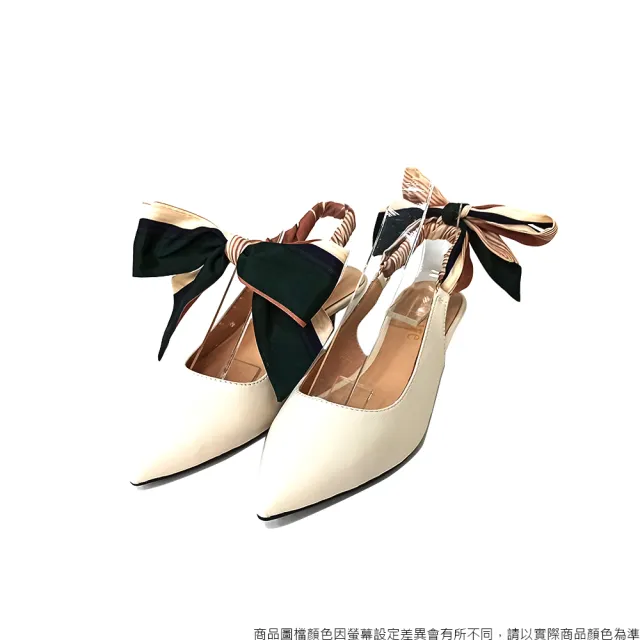 【DeSire】文藝風格可拆式蝴蝶結貓跟穆勒鞋-米白(0137307-91)
