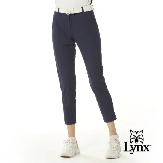 【Lynx Golf】首爾高桿風格！女款彈性舒適素色極簡風格褲口隱形拉鍊設計直筒八分褲(二色)