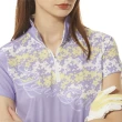 【Lynx Golf】女款銀離子抗菌除臭Lynx Golf草寫印花特殊剪裁配布造型短袖立領POLO衫/高爾夫球衫(二色)
