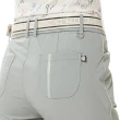 【Lynx Golf】女款彈性舒適幻彩配布設計脇邊出芽繩造型L型口袋窄管長褲(二色)