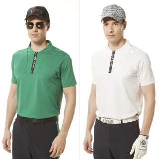 【Lynx Golf】首爾高桿風格！男款合身銀離子抗菌除臭品牌字樣門襟設計短袖立領POLO衫/高爾夫球衫(二色)