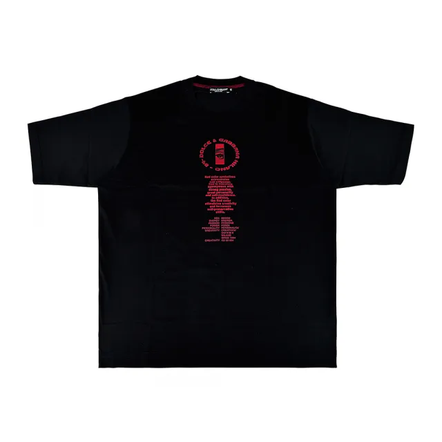 【DOLCE&GABBANA 杜嘉班納】D&G Dolce&Gabbana HOT ANIMALIER圓環紅字LOGO印花純棉短袖圓領T恤(男款/黑)