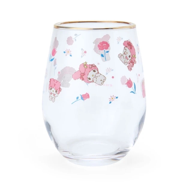 【小禮堂】美樂蒂 無把透明玻璃杯 325ml - 夏日氣泡特調(平輸品)
