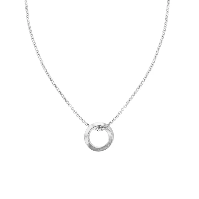 【Calvin Klein 凱文克萊】CK Twisted Ring 扭環項鍊-銀(35000306)